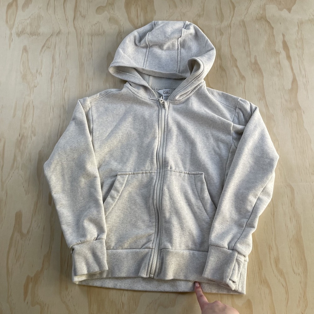 Athleta Girl Hoodie Girls‎ 12 Gray Full Zip Fleece Sweatshirt Jacket Pockets